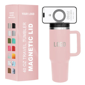 Custom Magnetic Lid Tumbler 40oz Stainless Steel Vacuum Insulated Metal Magsafe Travel Mug Cup 40oz Tumbler With Phone Holder