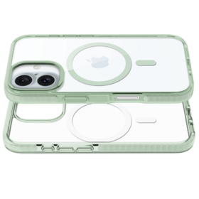 Nouvelle coque de téléphone magnétique transparente verte en matériau composite PC TPU TPE, adaptée pour iPhone 16