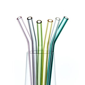 Hot Sale Manufacturer custom made reusable bent glass drinking straw