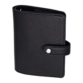 Anpassbarer A7 Binder Wallet Schwarz Mini Budgetplaner PU Leder Kleines Journal Notizbuch Cover 6 Ringe Geld Organizer Binder