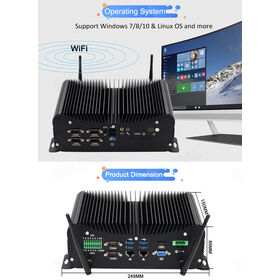 EGLOBAL جهاز كمبيوتر صغير صناعي بدون مروحة Core i5-1235U، 2/RJ45 LAN، 6/COM، كمبيوتر مكتبي مع بطاقة SIM، 64GB D5، Windows 11 للكمبيوتر الصناعي