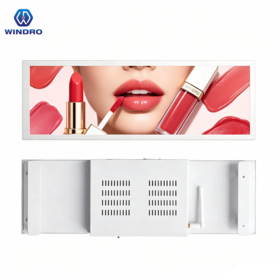 Layar Bar LCD Ultra Lebar 19,5 Inci Daisy Chain, Layar Komersial Kecerahan 500nits, Pemutar Iklan Indoor untuk Mal dan Ritel