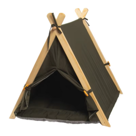 Holzrahmen Camping Haustier Tipi Zelt mit Kissen für Hunde und Katzen Welpen Zelt Haus mit weichem Pad Bett Indoor Outdoor