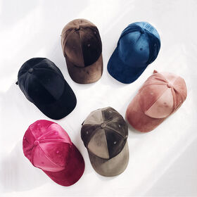 Commerce de gros plaine 6 panneaux de velours Casquette de baseball avec des coutures renforcées et sangle réglable pour la durabilité for sale