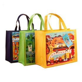 Customized Promotional Printed Fashionable Reusable Laminated Lady pp Woven Supermarket Bag