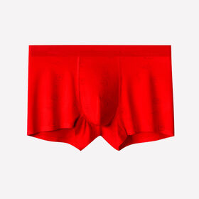 Herren Boxer Baumwolle Unterwäsche China Rot Stretch Trunk 3er Pack Premium Material 95% Baumwoll Unterhosen für Männer Neujahrsgeschenk Unterwäsche
