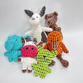 New Product Stuffed Hide and Seek Dog Toy, Dog Toy Squeaker Animal Shapes Corduroy Fabric Dog Chew Toys