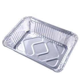 Barquettes rectangulaires jetables écologiques en aluminium pour l'emballage alimentaire - Boîtes à emporter en papier d'aluminium