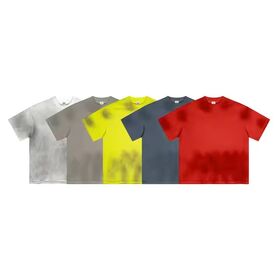T-shirt OEM Sorona Technologie Séchage Rapide Protection Solaire Vintage Petit Col Effet Vieilli Tendance Manches Courtes