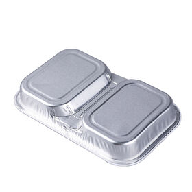 Kotak Kemasan Makanan Aluminium Foil 350ml Harga Grosir dengan 2 Kompartemen untuk Layanan Katering dan Maskapai Penerbangan