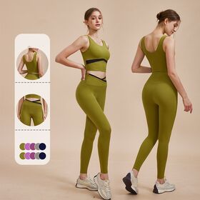 Ensemble de Yoga Personnalisé pour Femmes, Tenue de Sport et de Fitness : Soutien-Gorge de Sport et Pantalon Pêche pour Entraînement en Salle de Gym