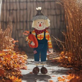 OEM seasonal harvest ornaments metal figurine decoration for yard garden thanks giving day signs