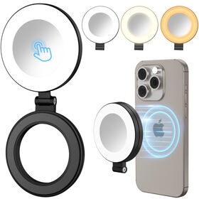 Foldable Adjustable 3-Speed Magnetic LED Fill Light for 12/13/14/15/16 Camera Bracket Ring for Phone Photography with mirror