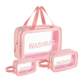 Trousse de Toilette en Gros Vinyle Transparent Imperméable Maquillage Pochette Fermeture Éclair Sac Cosmétique Transparent TPU avec Poignée
