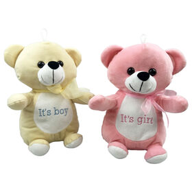 Brinquedos de pelúcia personalizados ursos de peluche bicho de pelúcia urso de pé macio rosa e amarelo com laço para crianças 3+