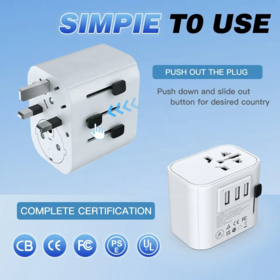 Hot Selling Worldplug Travel Plug Grounding Adaptor Power Travel Adapter Converter USB Trave Plug Adapters with 3 USB A Ports OEM