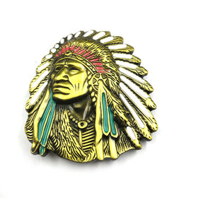 Hebillas de cinturón personalizadas de estilo nativo americano para hombre, color dorado, hebillas de cinturón vintage de moda personalizadas de metal