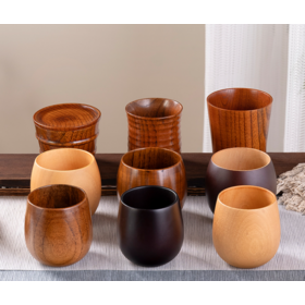 Wholesale custom sour date wood big belly cup creative wood cup solid wood anti-hot tea cup tea set wood cup