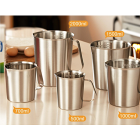 Wholesale 304 thickened stainless steel measuring cup L with graduated kitchen baking measuring cup measuring spoon 0.5-2L