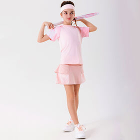 Ensemble 2 pièces personnalisé pour filles : T-shirt de tennis à séchage rapide et jupe avec culotte de sécurité intégrée, uniformes de sport pour course, fitness et yoga