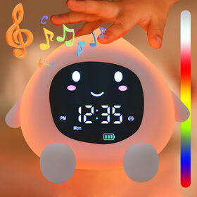 Peach Night Light With Alarm Clock LED Night Lamp Timing Function Electric Display Screen For Kids Children Study Bedroom