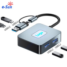 Adaptor USB 3.2 4 in 2 | Transfer Data Kecepatan Tinggi 10Gbps | Splitter USB 3.2 Plug-and-Play Ringkas untuk Windows, Flash Drive