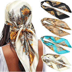 Châle Foulard Vintage En Soie 100% - 110 Cm X 110 Cm, Multicouleur, Occasion En Très Bon état