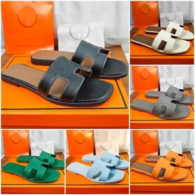 Slippers Designer Sandals Women's Fashion Luxury Slide Letter Slide Rubber Leather Flat Shoes Summer Beach Bath Slippers Sandals