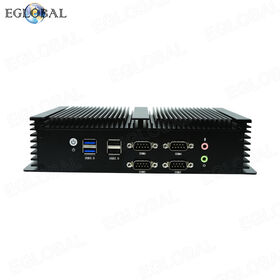 Eglobal PC Industriel Fanless GK1-N100 12th Gen N100 CPU SODIMM DDR4 M.2 SATA/NVME SSD HDMI VGA 6*COM RS232 2*RJ45LAN pour PC de kiosque