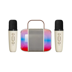 Alto-falante Estéreo Bluetooth RGB Portátil para Crianças, Microfone de Karaokê USB para Cantar
