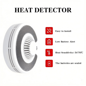 Detector de calor e fumaça com bateria de lítio selada de 10 anos, alarme de calor independente com botão de teste e silêncio, BS 5446-2, VSH03-02 - Ideal para segurança contra incêndios em ambientes B2B
