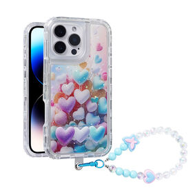 3D Schmetterling Charm Armband Handyhülle – Elegantes Epoxidharz Rosen Design für iPhone 16