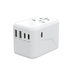 Adaptor Travel High-End 3 Type-C, Pengisi Daya Dinding USB 65W PD, Adaptor Travel Universal Multi Plug