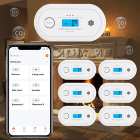 Détecteur de Monoxyde de Carbone avec Pile CR123A Remplaçable, Alarme Intelligente WiFi de Monoxyde de Carbone avec Contrôle par Application Tuya, EN50291, VC22WR-02