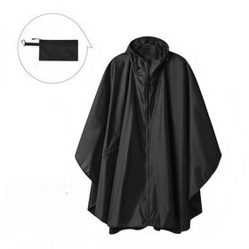SaphiRose Hooded Rain Poncho(Black)+Disposable Clear Rain Poncho For