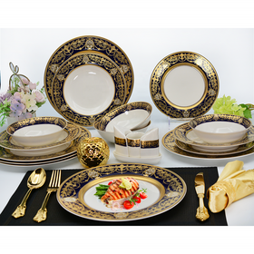 Karosa Ensemble de Vaisselle 24 Pièces pour la Maison : Assiettes, Bols et Plats. Service de Table en Céramique en Gros.