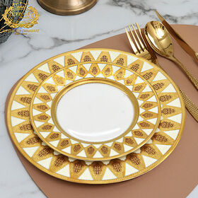 Luxury10.5inch with 8inch Wedding Banquet Party White Table Decor Classic Gold Rim Bone China Elegant Dish Plates for Wedding