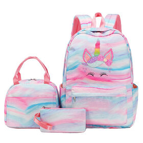 Custom Logo Fashion Travel Backpack Cute 3pcs Student School Bag Set for Teenager Girls