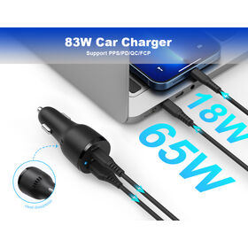 Wholesale,Private mould,Large power car charger,83W max,PD 65W+QC 3.0 18W
