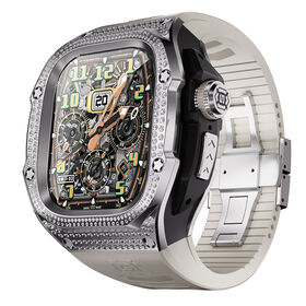 Luxuriöses Strass-Uhrengehäuse aus 316L-Edelstahl für Apple Watch Ultra 1/2 49mm mit Silikonarmband