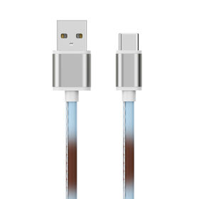 Cabo USB Shy, semelhante à luz solar, design SR longo, muda de cor sob luz ultravioleta, revestimento de PU, carregamento de telefone, preço barato de fábrica OEM