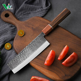 Faca Nakiri Japonesa Forjada Profissional com Cabo Octogonal de Madeira, Aço 440C de Alto Carbono, Faca de Cozinha de Alto Carbono para Chefs e Profissionais