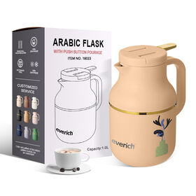 Luxury Arabic Style 1000ml Vacuum Thermos Flask 24-Hour Hot Coffee Pot Tea Set for Enjoying Turkish Coffee