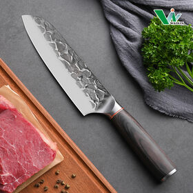 Faca de Chef Santoku 7 Polegadas Lâmina 5cr15mov Forjada à Mão Facas de Cozinha Com Caixa de Presente