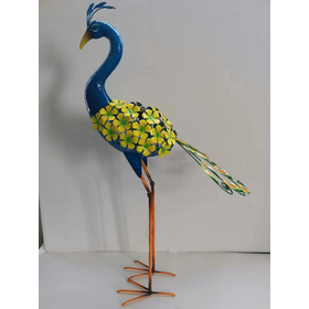 Supplier metal peacock statue with solar LED light for garden courtyard patio lawn deocoration