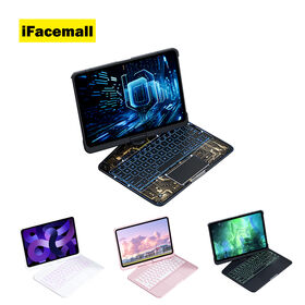 IFacemall Étui Clavier Magique Rotatif à 360° avec Rétroéclairage Coloré et Fente pour Stylo pour iPad Pro 12.9 pouces/iPad Air 2024/iPad Air M3 2025