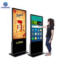 شاشة عرض LCD إعلانية داخلية مقاس 32/43/49/55/65 بوصة، كشك شاشة لمس عمودية بدقة 4K للافتات الرقمية