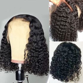 13x4 deep wave human hair wig Small roll spliced bob hair Full lace wigs