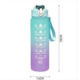 Botol Air Minum Olahraga 750ml dengan Sedotan, Plastik Bebas BPA, Anti Bocor, Gradien Ombre, Lapisan Matte untuk Kegiatan Outdoor