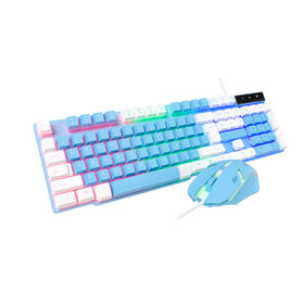 Compact et portable, avec éclairage statique arc-en-ciel et clavier et souris 2-en-1 à film carbone haut de gamme, idéal pour les gamers, etc.